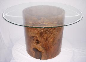 Solid black walnut burl table 26" x 30" with beveled edge glass table.